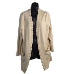 On Twelfth Sweater Cardigan Women's Cream Open Front Sweater Cardigan Size M